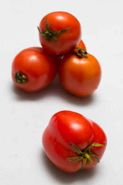 Sappige Rode Tomaten Tafelkleed Caro Achtergrond — Stockfoto