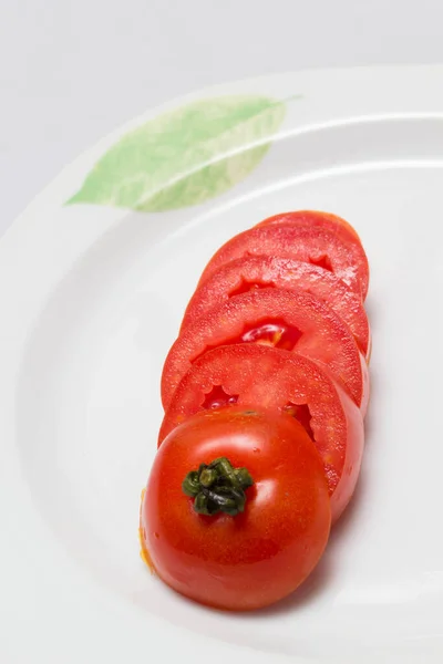 Saftige Rote Tomaten Tischdecke Caro Hintergrund — Stockfoto