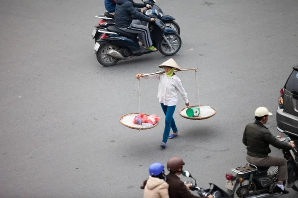 Hanoi Vietnam Vendedores Ambulantes Casco Antiguo Hanói Agosto 2019 Net —  Fotos de Stock