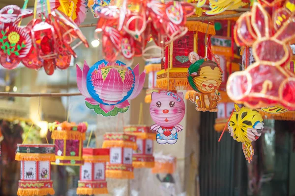 Hanoj Vietnam Září 2020 Tradiční Trh Prodává Barevné Lucerny Různými Stock Obrázky