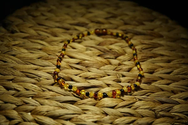 Янтарное Ожерелье Янтарное Ожерелье Янтарные Украшения Янтарь Меда — стоковое фото