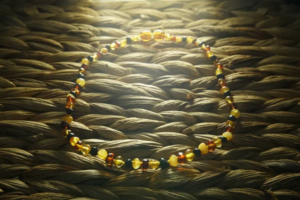 Янтарное Ожерелье Янтарное Ожерелье Янтарные Украшения Янтарь Меда — стоковое фото