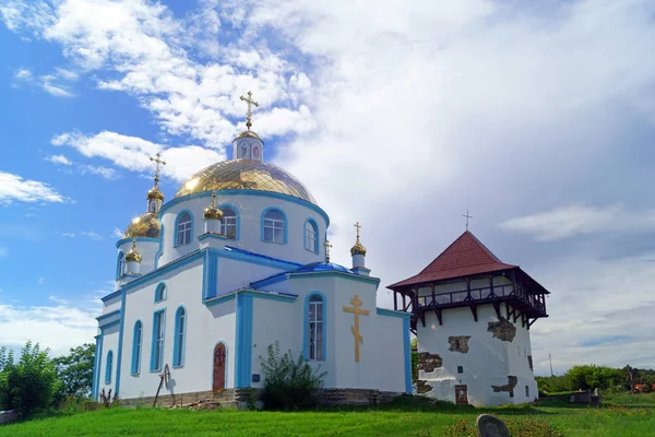 Orthodox Church Restored Tower Ancient Fortress Medieval Village Busha Vinnytsia — Stock Photo, Image