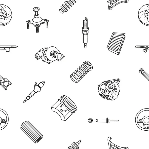 Otomobil yedek parça arka planı. İzometrik taslak simgeler kusursuz desen. 3B pictogram vektör kümesi