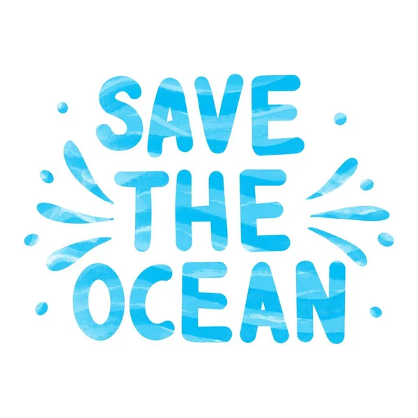 Okyanus Ekolojisi Sloganını Kendine Sakla Desenli Çizimi Harfleri Baloncuklu Sıçramalı — Stok fotoğraf