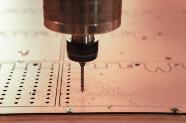 Sayısal kontrol makine aracıyla eseri. Bir Milli closeup.