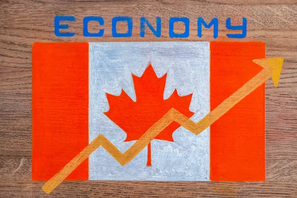 Bandeira do Canadá. Na imagem da bandeira é um diagrama da ascensão da economia do país . — Fotografia de Stock