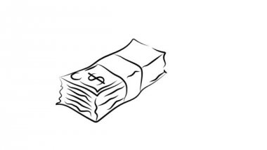 Banknotlar ve sikke yığınları bir paket animasyon. Doları. Abd.