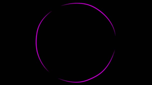 Animazione. Immagine astratta di anelli incandescenti sfocati. Impronte girevoli rosa e turchesi . — Video Stock