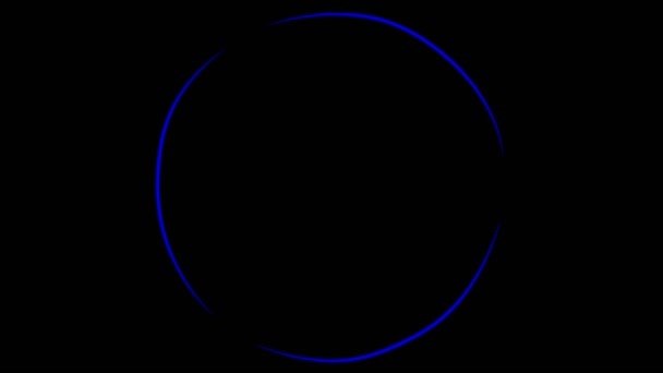 Animação. Imagem abstrata de anéis brilhantes desfocados. Pegadas azuis e amarelas rotativas. Fundo preto . — Vídeo de Stock