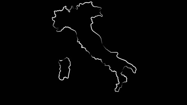Animation. Italy. Turin. Coloring the map of the country in the colors of the flag. — Stock Video