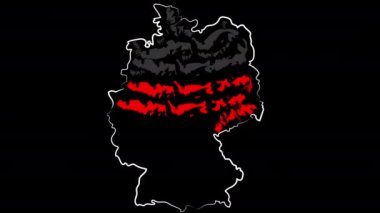Animasyon. Hannover Almanyası. Ülkenin adı. Bayrağın renkleri arazi haritası boyama.