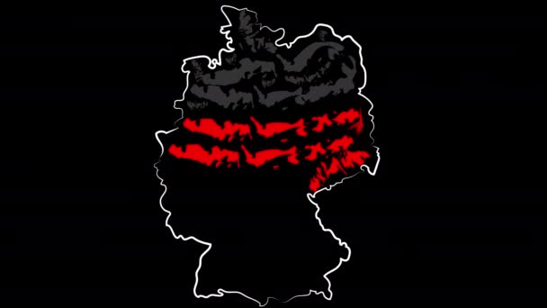 Animazione. Bielefeld Germania. Il nome del paese. Colorare la mappa della terra con i colori della bandiera . — Video Stock