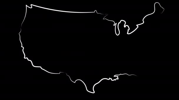 Animation. USA Coloring the map and flag. — Stock Video