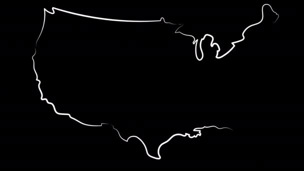 Austin Animation. USA the name of the country. Coloring the map and flag. — Stock Video