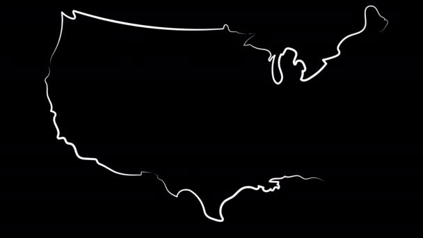 Κινούμενα σχέδια της Ομάχα. Στις ΗΠΑ το όνομα της χώρας. Χρωματισμός χάρτη και σημαίας. — Αρχείο Βίντεο