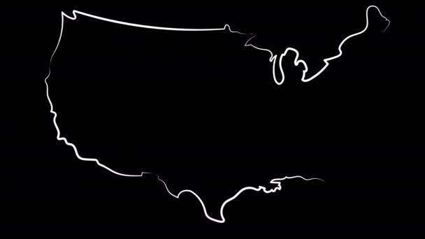 Minneapolis-animatie. Verenigde Staten de naam van het land. De kaart en vlag kleuren. — Stockvideo