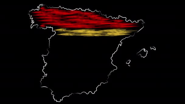 Espanha colorindo o mapa e a bandeira. Desenho de movimento . — Vídeo de Stock