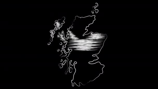 Scotland colorir o mapa e bandeira. Desenho de movimento . — Vídeo de Stock
