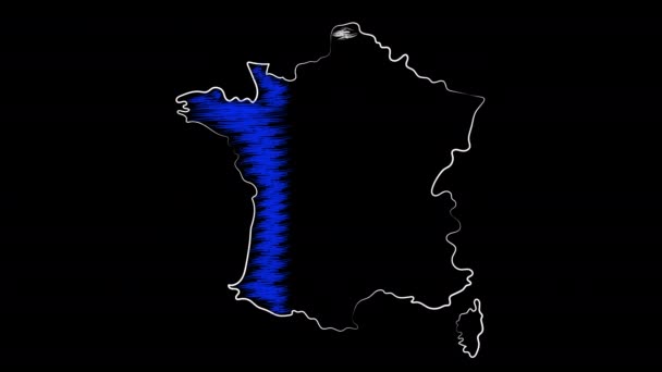 France colorier la carte et le drapeau. Conception de mouvement . — Video