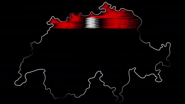 Basileia suíça colorir o mapa e bandeira. Desenho de movimento . — Vídeo de Stock