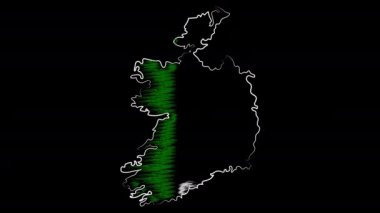 Galway İrlanda haritayı ve bayrağı boyuyor. Hareket tasarımı.