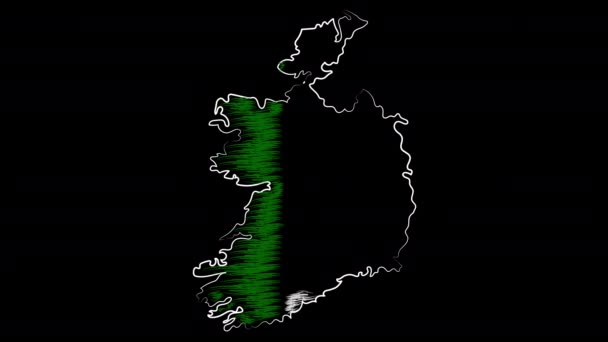 Limerick Irlandia kolorowanki mapę i flagę. Konstrukcja ruchu. — Wideo stockowe