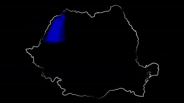 Arad Rumania colorear el mapa y la bandera. Diseño de movimiento. — Vídeo de stock