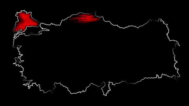 Mersin Turquia colorir o mapa e bandeira. Desenho de movimento . — Vídeo de Stock