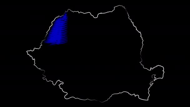 Baia Mare Rumania colorear el mapa y la bandera. Diseño de movimiento. — Vídeo de stock