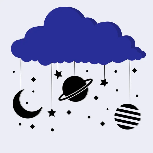 青い雨の雲。星と惑星の位置との関係. — ストックベクタ