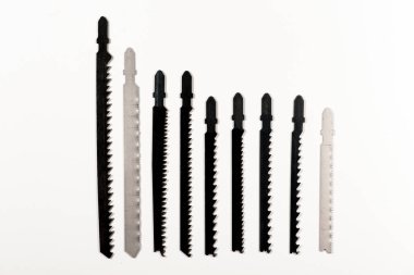 Jig saw bıçaklarının bir görüntüsü. Makro
