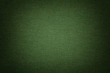 Koyu yeşil renkli hasır desen, closeup ile bir tekstil malzemesinden. Zeytin Kumaş dokulu yapısını. Kumaş zemin skeç ile.