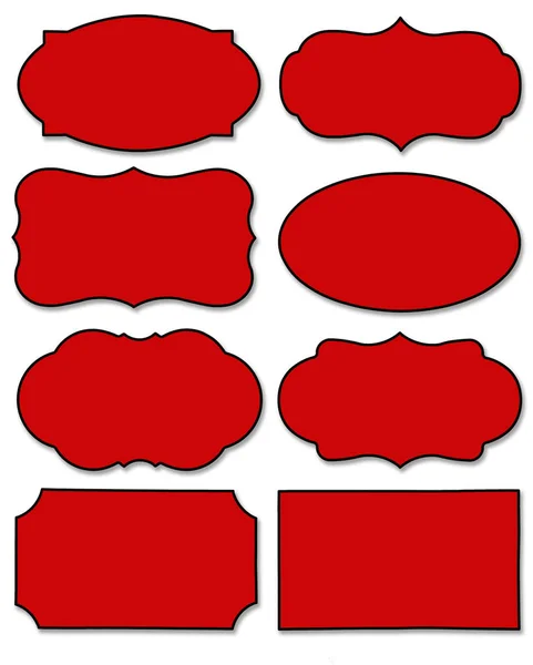 Σύνολο Των Σκούρο Κόκκινο Φούσκα Tag Και Ομιλία Διαφορετικό Σχήμα — Φωτογραφία Αρχείου