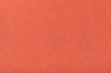 Koyu portakal mat arka plan süet kumaş, portre. Sorunsuz kırmızı yün, ipek kadife doku hissettim.