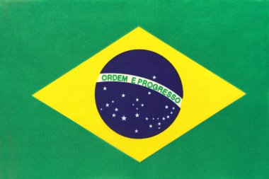 Brezilya ulusal kumaş bayrağı, tekstil arka plan. Uluslararası dünya amerika ülkesinin sembolü.