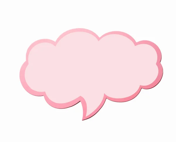 Speech bubble as a cloud with pink border isolated on white background. Copy space