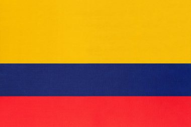 Kolombiya ulusal kumaş bayrağı tekstil arka plan. Uluslararası dünya güney Amerika ülkesinin sembolü.