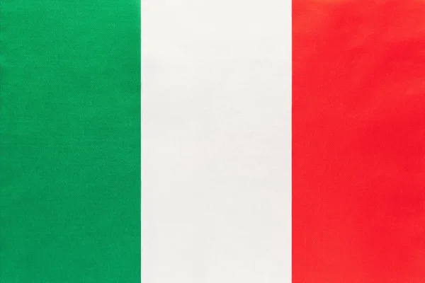 Italy national fabric flag, textile background. Symbol of international world European country. — Stock Photo, Image