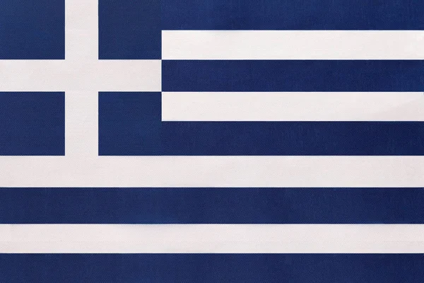 ギリシャの国旗、織物の背景。国際世界ヨーロッパ諸国のシンボル. — ストック写真