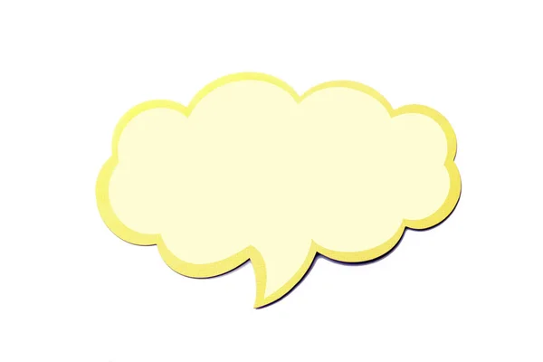 Speech bubble as a cloud with yellow border isolated on white background. Copy space — Stock Photo, Image