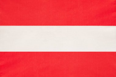 Avusturya ulusal kumaş bayrağı, tekstil arka plan. Uluslararası dünya sembolü Avrupa ülkesi.