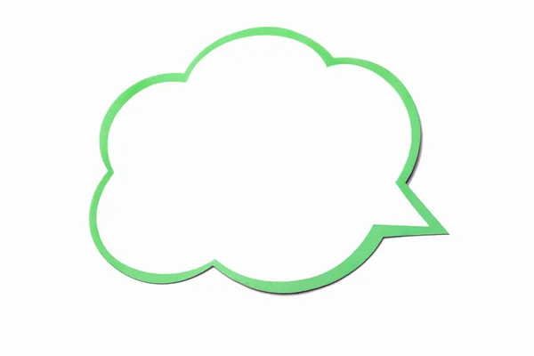 Speech bubble as a cloud with light green border isolated on white background. Copy space — Stock Photo, Image