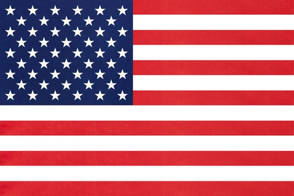 Amerikas förenta stater National Fabric Flag textil bakgrund. Symbol av landskamp världs Amerikan land. — Stockfoto