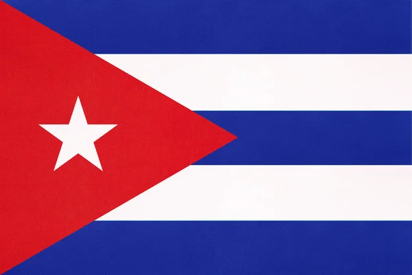 쿠바 국가 직물 플래그, 섬유 배경입니다. 국제 세계 아메리카 카리브 해 국가의 상징 — 스톡 사진