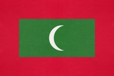 Maldivler ulusal kumaş bayrağı, tekstil arka plan. Uluslararası Asya Dünya Ülkesinin Sembolü.