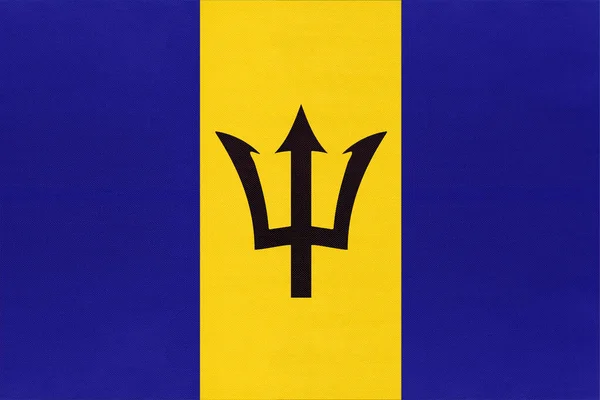 巴巴多斯国家面料国旗，纺织品背景。 美洲世界国家的象征. — 图库照片