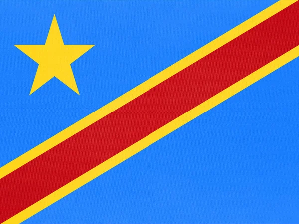 Demokratiska republiken Kongo nationella tyg flagga, textil bakgrund. — Stockfoto