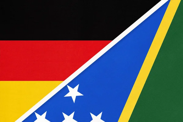 Bundesrepublik Deutschland Und Salomonen Symbol Zweier Nationalflaggen Aus Textil Beziehungen — Stockfoto