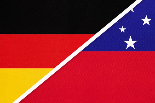 Bundesrepublik Deutschland Und Samoa Symbol Zweier Nationalflaggen Aus Textil Beziehungen — Stockfoto